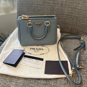 Prada Galleria Saffiano Celeste Airy Blue leather nano bag
